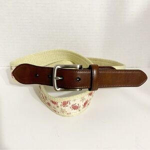 Unbranded Leather and Crabs and Stars Printed on Cotton Canvas Belt Square 🦀⭐️